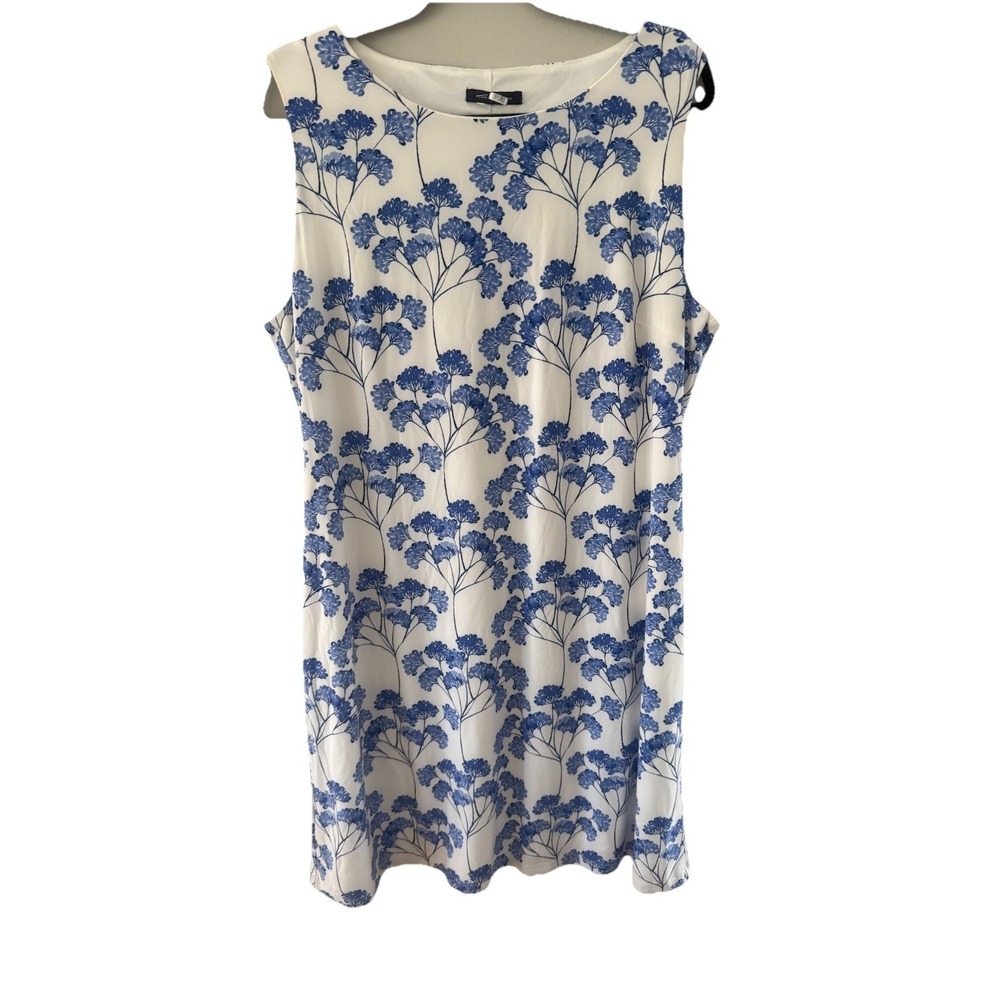 Tommy Hilfiger Nantucket Blossom Printed Shift Dress Color Ivory/Blue Size XL